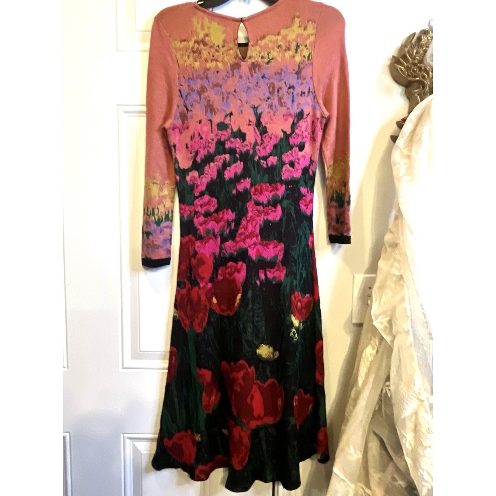 Anthropologie Aldomartins Wool Blend Floral Sweater Knit Midi Dress S Fairycore - Picture 6 of 16